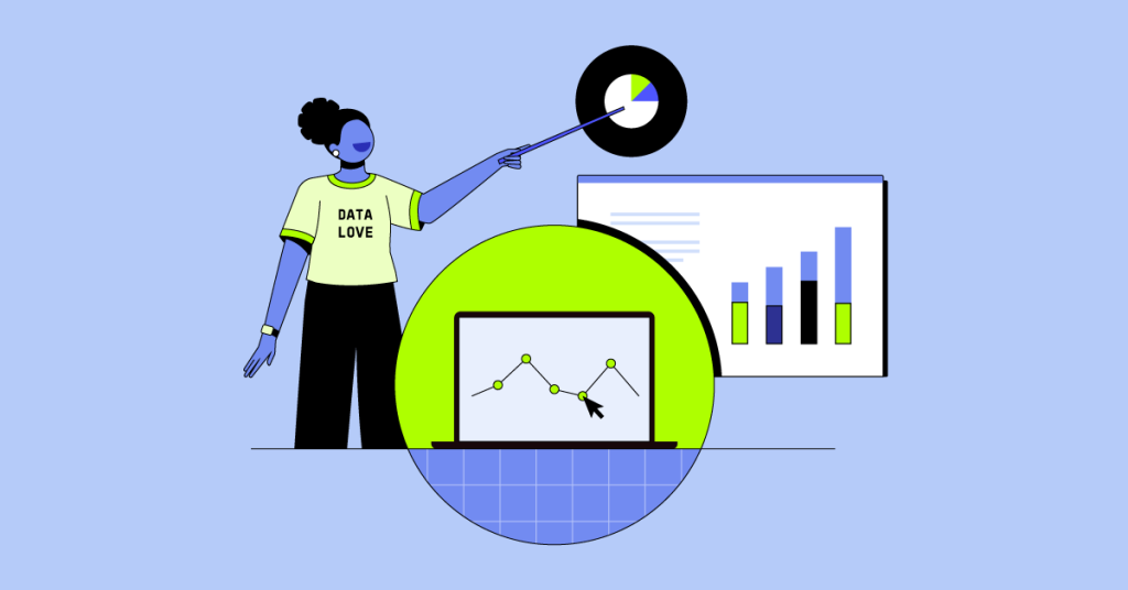 Manager using data storytelling to explain dashboard insights